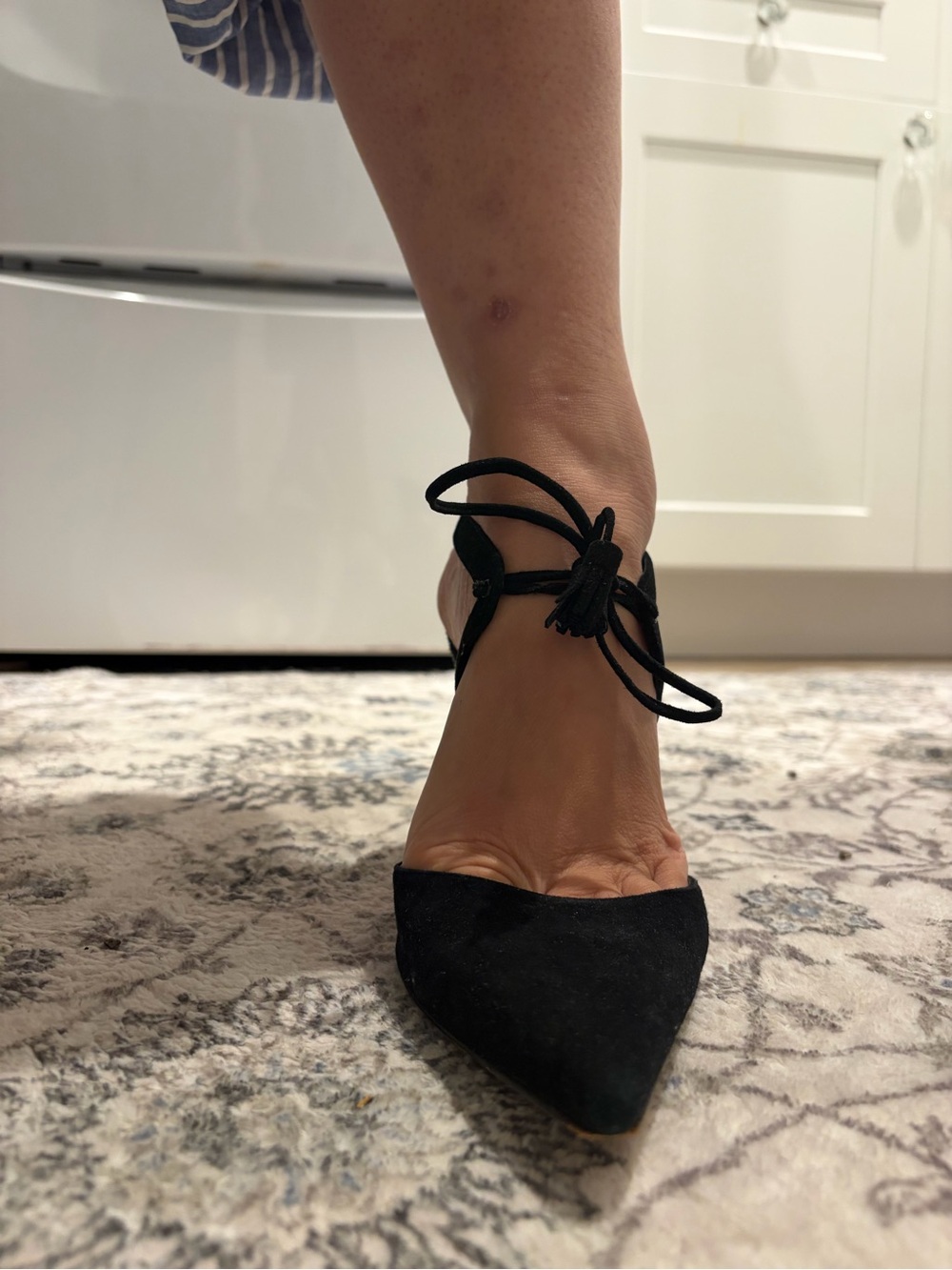 Manolo Blahnik Black Suede Pointed Lace-Up Stiletto Heels - Picture 5 of 6